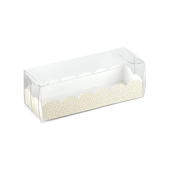 BOÎTES PÂTISSERIE + BASES BRISTOL 16x5x5 CM TRANSPARENT PET (200 UNITÉ)