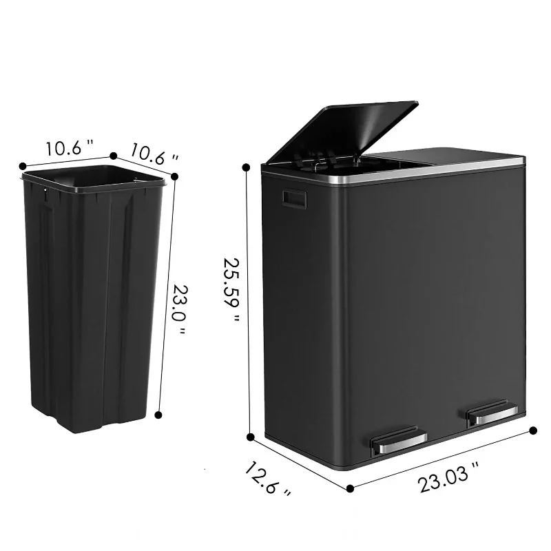Poubelle à double compartiment 60L