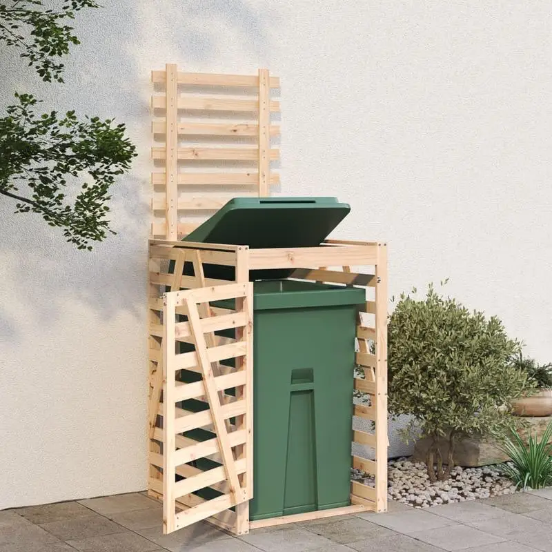 Cache de poubelle extérieure en bois