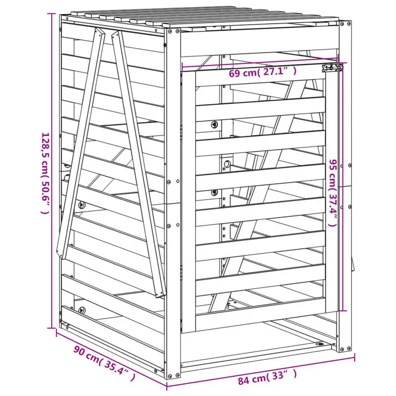 Cache de poubelle extérieure en bois