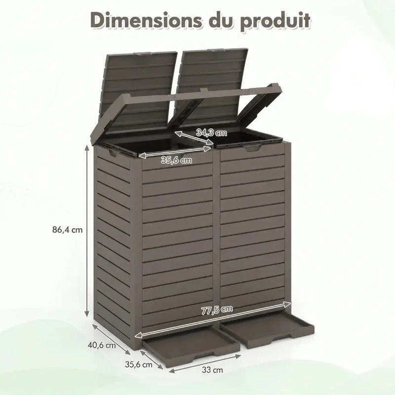 Poubelle de jardin à double compartiment 235L