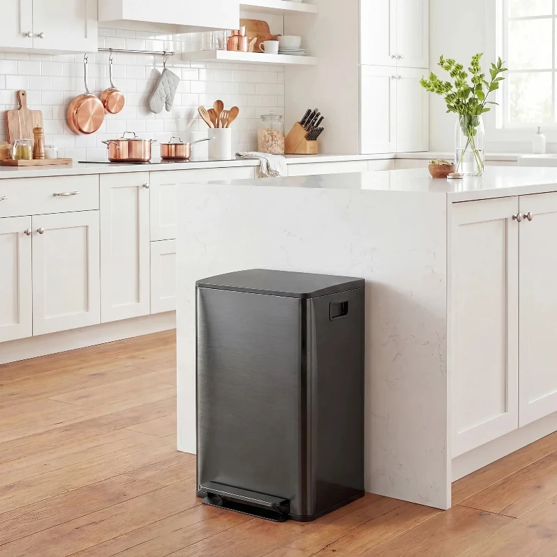 Poubelle de cuisine double 2x30L noire