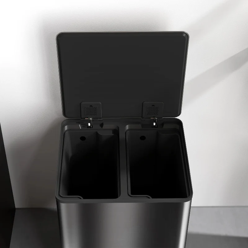 Poubelle de cuisine double 2x30L noire