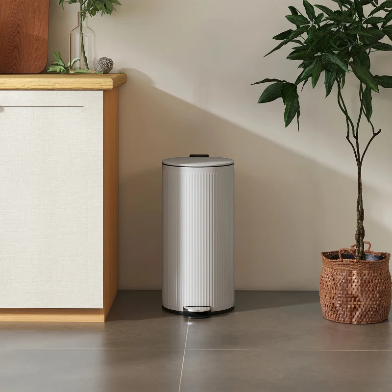 Poubelle de cuisine à pédale en métal 30L
