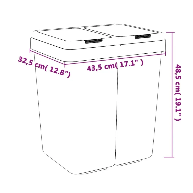 Poubelle double blanche 2X25L