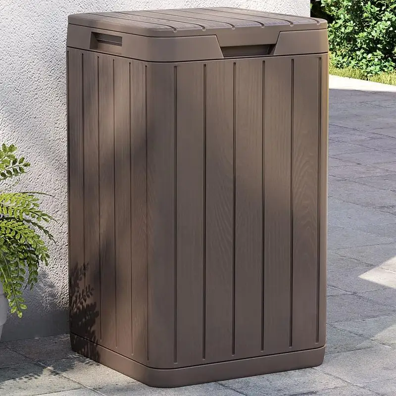 Poubelle extérieure rigide marron 80L