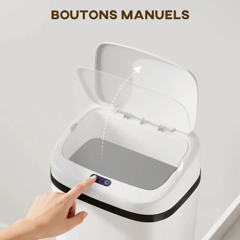 Poubelle automatique 50L blanche