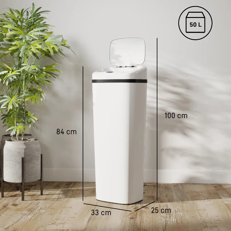 Poubelle automatique 50L blanche