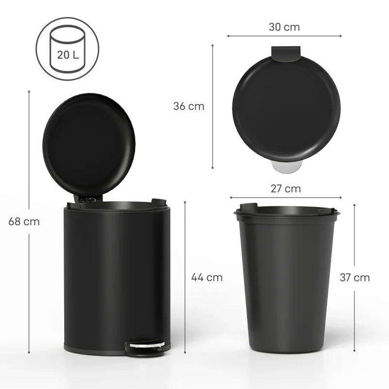 Poubelle de cuisine 20L noire
