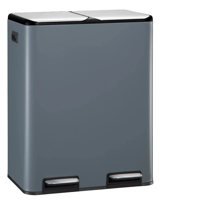 Poubelle double compartiment 60L grise