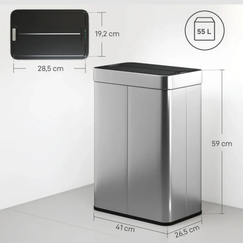 Poubelle de cuisine automatique 55L en inox