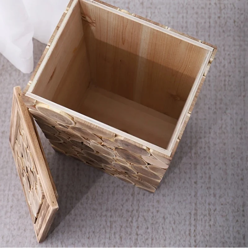 Poubelle en bois vintage pour salon
