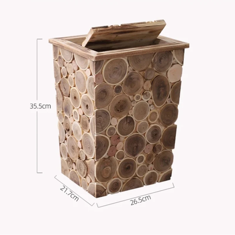 Poubelle en bois vintage pour salon