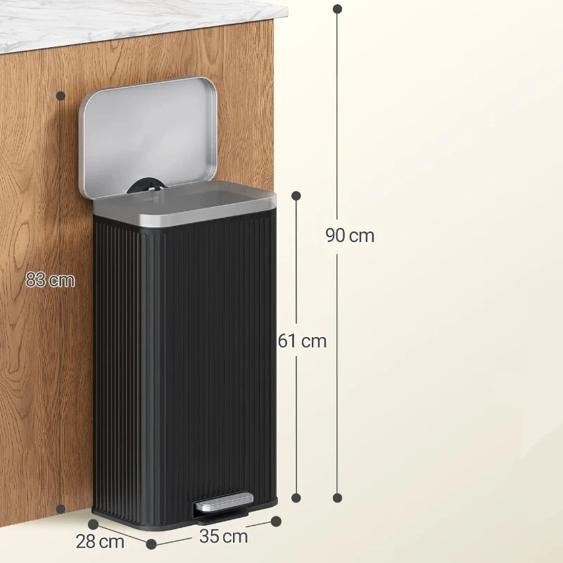 Poubelle 30L noire en inox