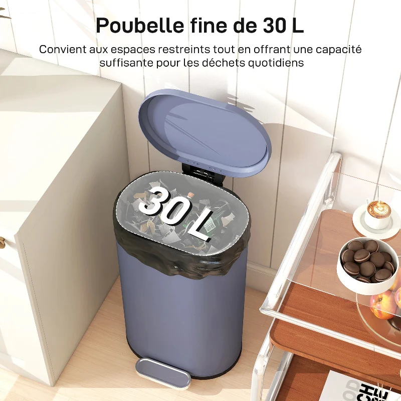 Poubelle bleue à pédale 30L