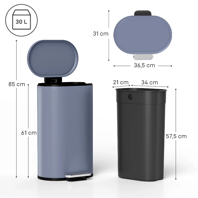 Poubelle bleue à pédale 30L