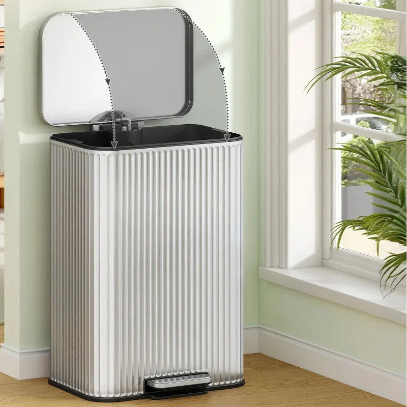 Poubelle 50L design moderne argentée