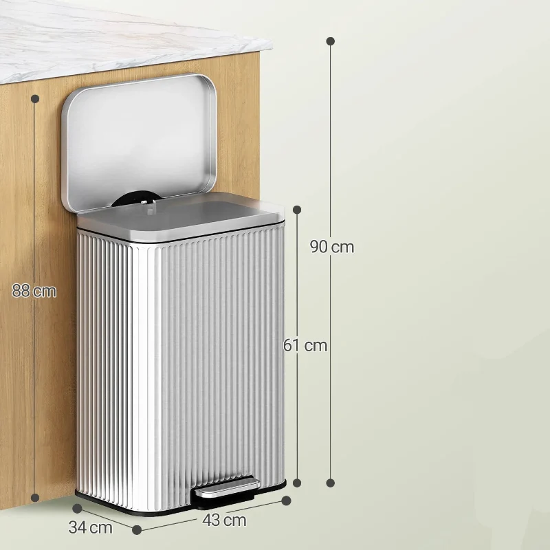 Poubelle 50L design moderne argentée