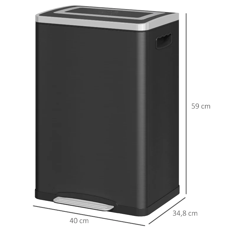 Poubelle double compartiment 40L noire