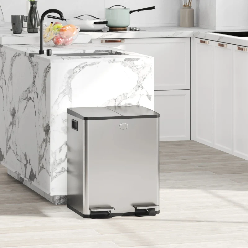 Poubelle double 2x20L en inox