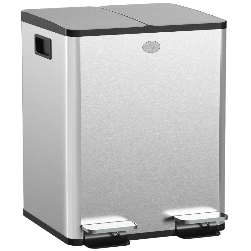 Poubelle double 2x20L en inox