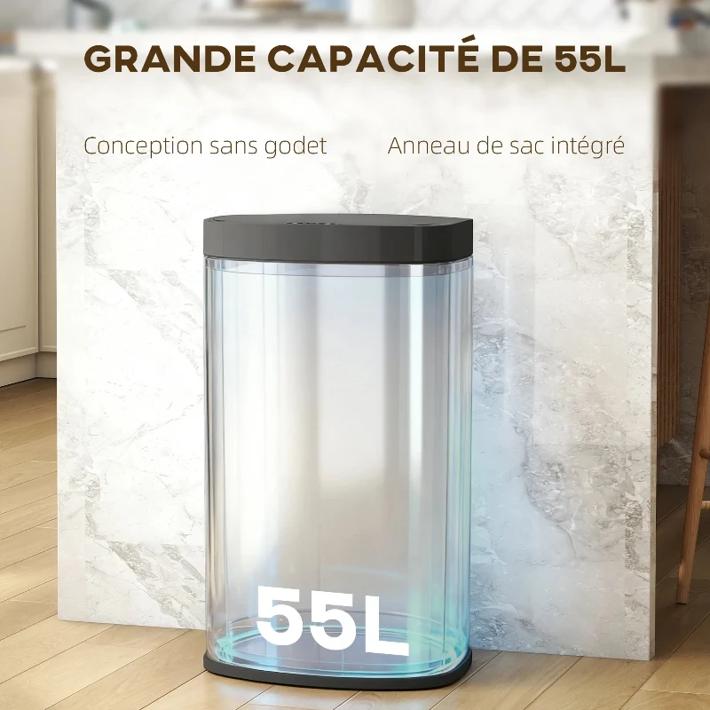 Poubelle électrique 55L en inox