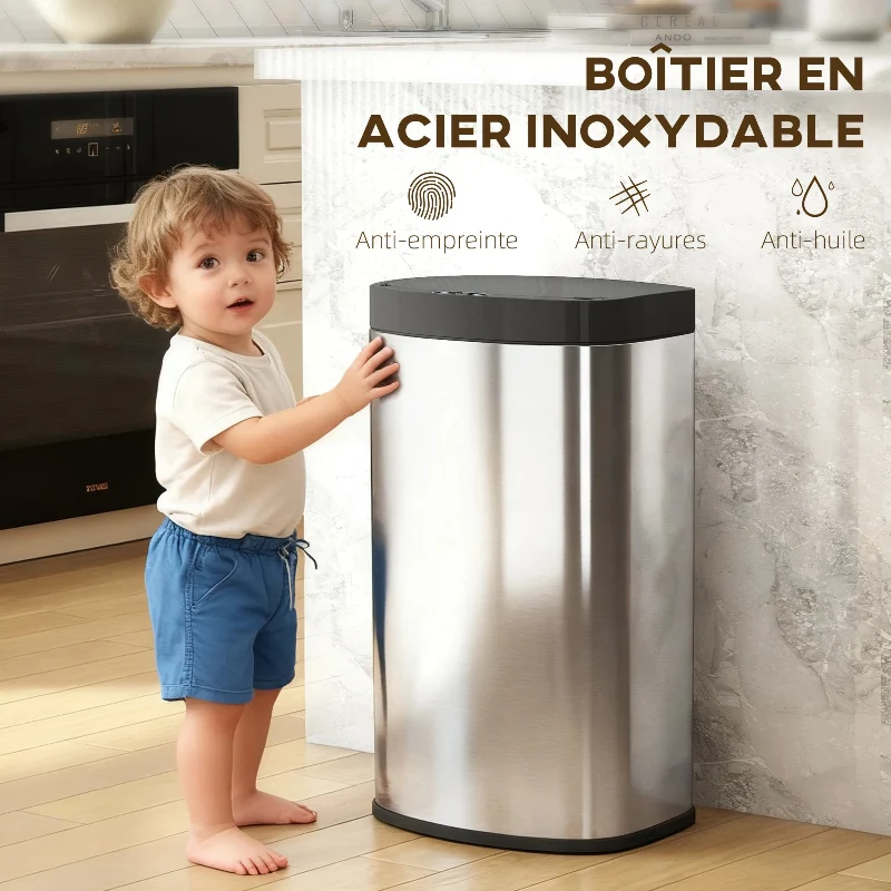 Poubelle électrique 55L en inox