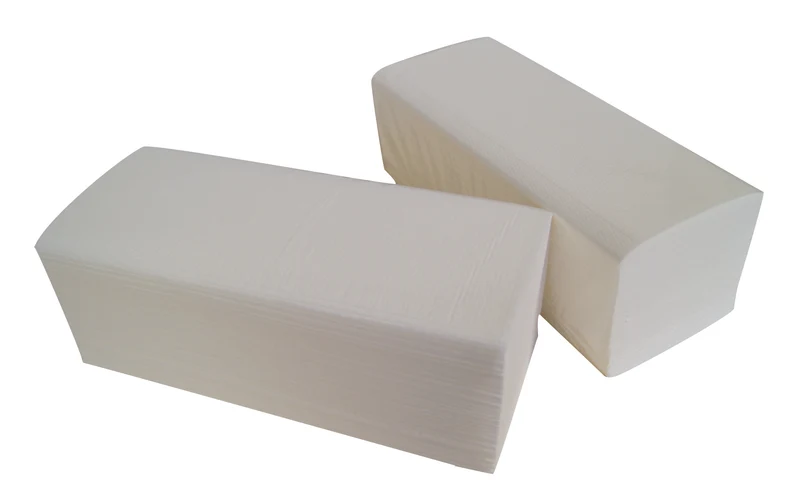 ESSUIE-MAINS PLIÉS 25X21CM BLANC GAUFRÉ COLLÉ EN 'V' (colis de 3600)