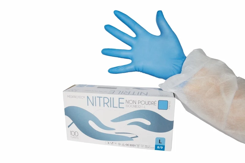 GANT NITRILE BLEU NON POUDRÉ TAILLE M (x10)