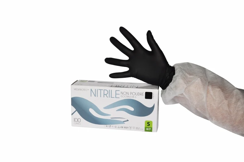 GANT NITRILE NOIR NON POUDRÉ AQL 1,5 TAILLE L (x10)