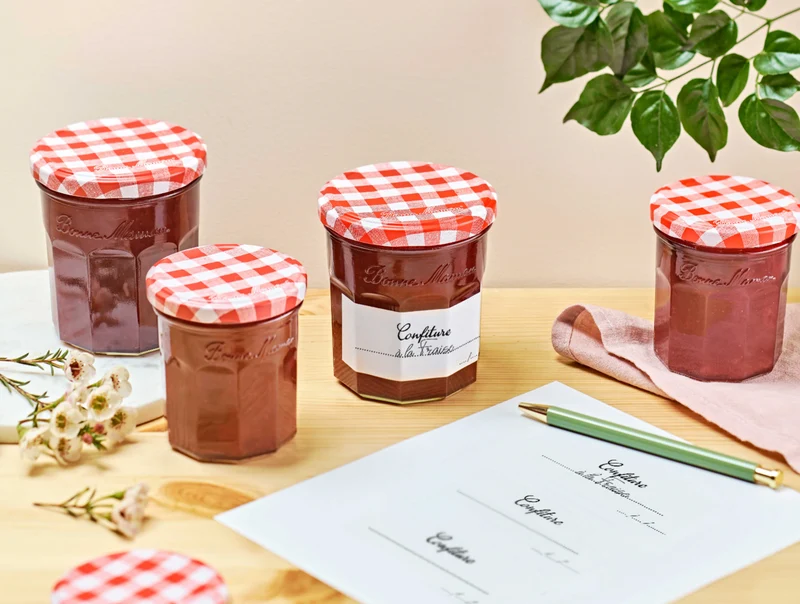 Lot de 8 Couvercles et Etiquettes pour pots de Confiture 210g