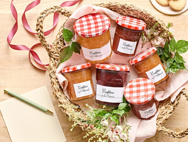 Lot de 6 Couvercles et Etiquettes pour pots de Confiture 370g