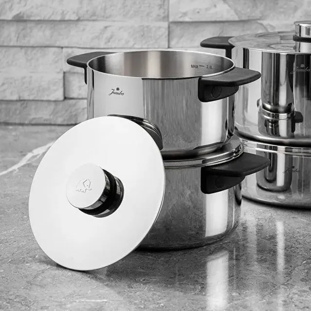 Jumbo Infinity 3PLY 8 Parça İndüksiyon Tabanlı Çelik Tencere Seti