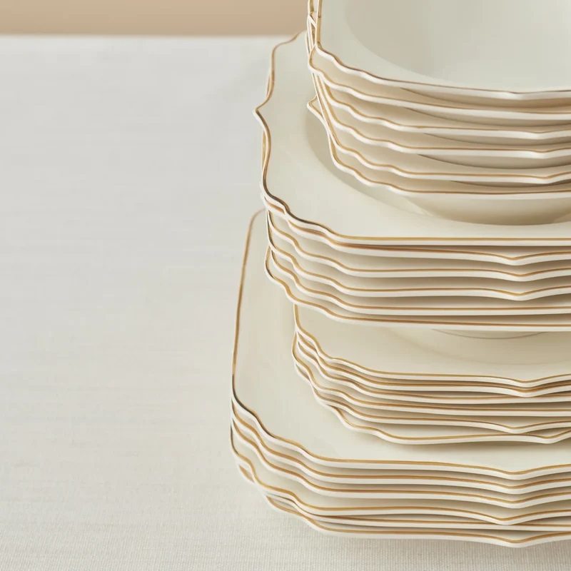 Karaca Stream Bone Vintage 24 Parça, 6 Kişilik Yemek Takımı, Gold
