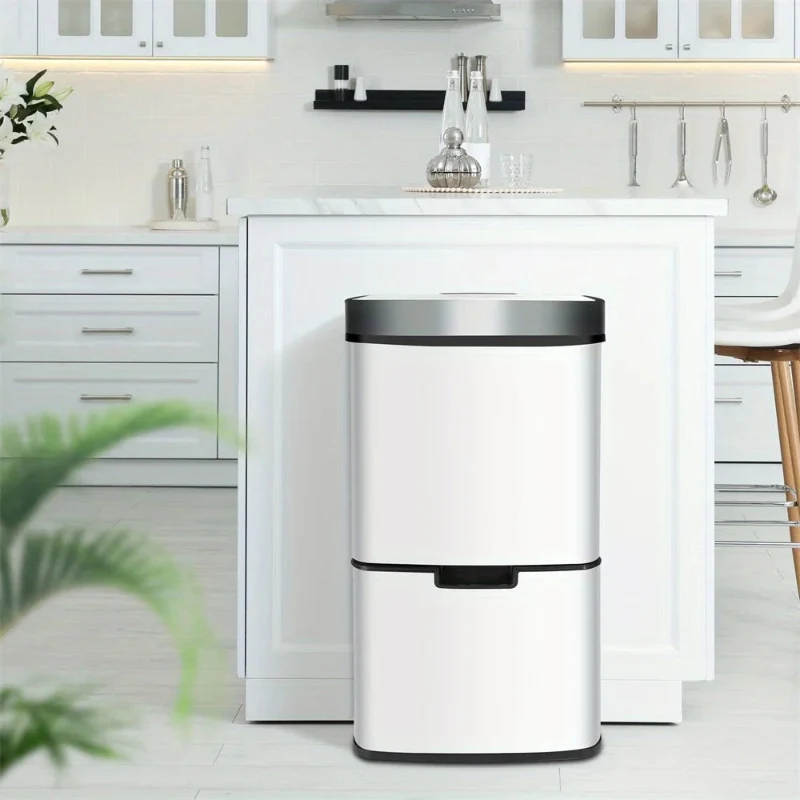 Poubelle à tri sélectif blanche 72L