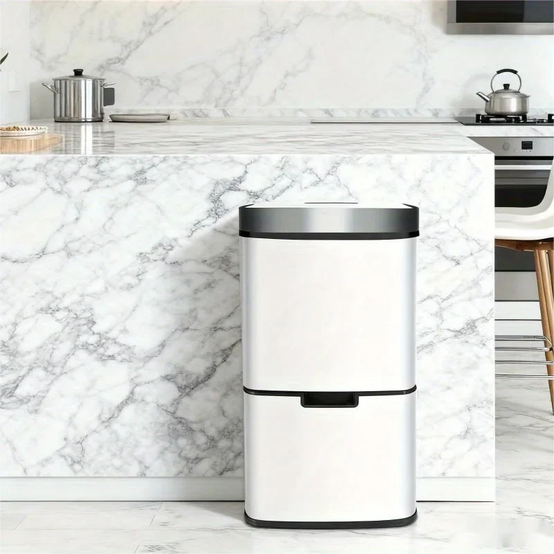 Poubelle à tri sélectif blanche 72L