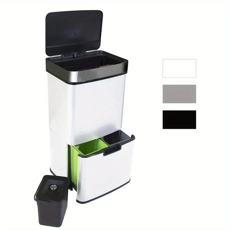 Poubelle à tri sélectif blanche 72L
