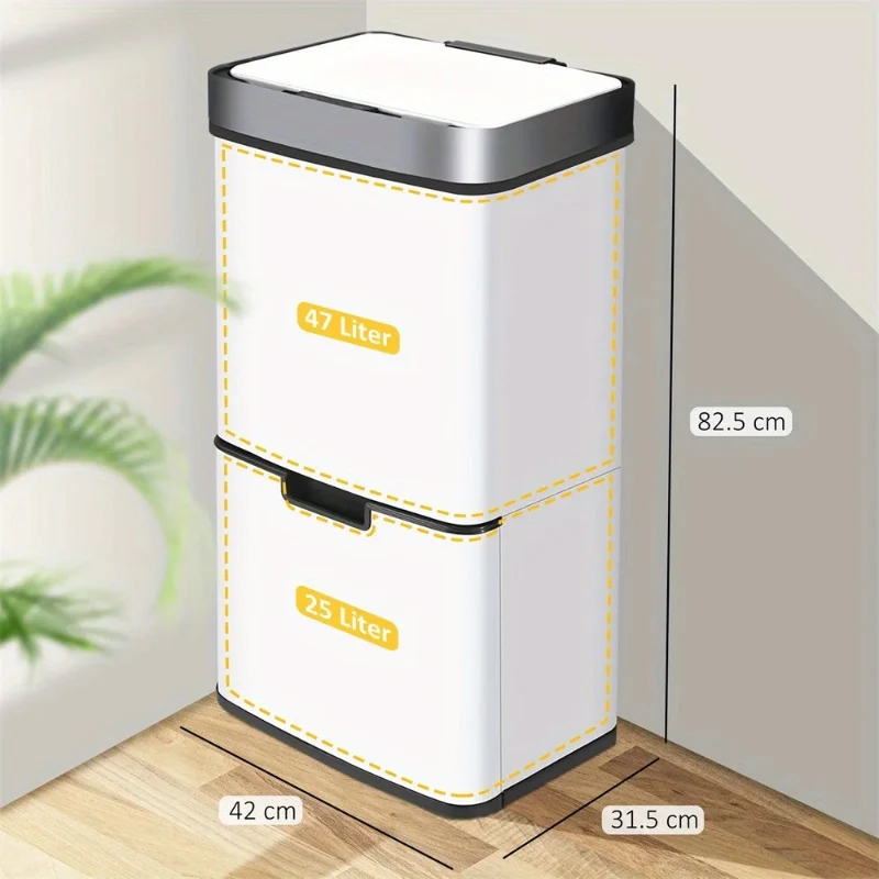 Poubelle à tri sélectif blanche 72L