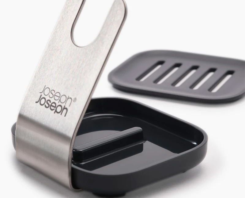 Brosse à Vaisselle et Distributeur de Savon avec Support Inox et 6 Têtes de Rechange