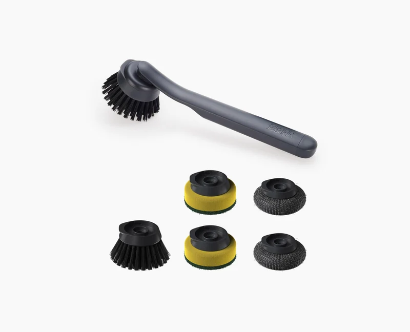 Brosse à Vaisselle avec Tête de Rechange et 4 Têtes Supplémentaires