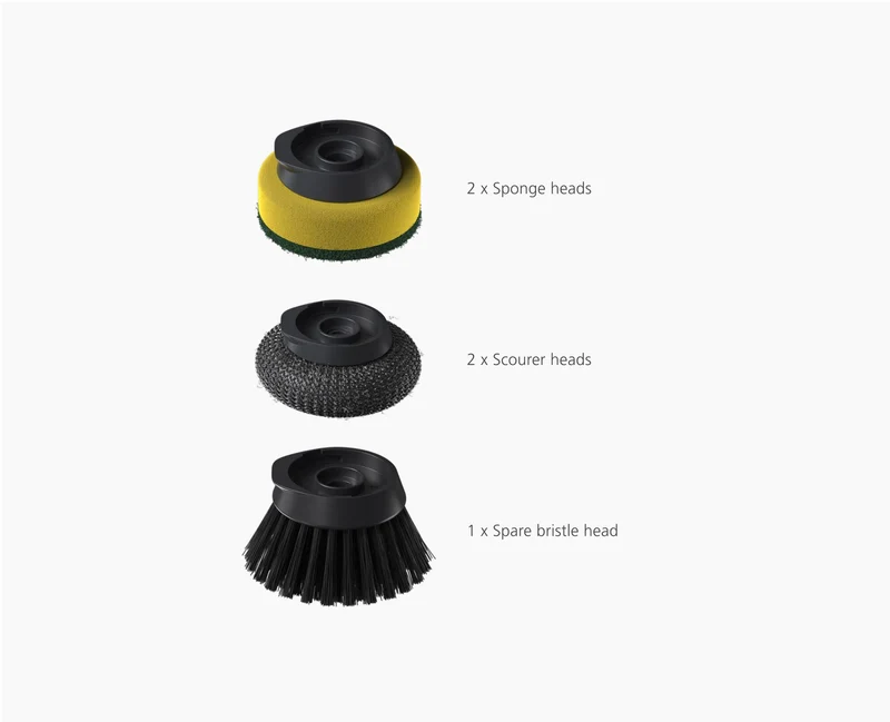 Brosse à Vaisselle avec Tête de Rechange et 4 Têtes Supplémentaires