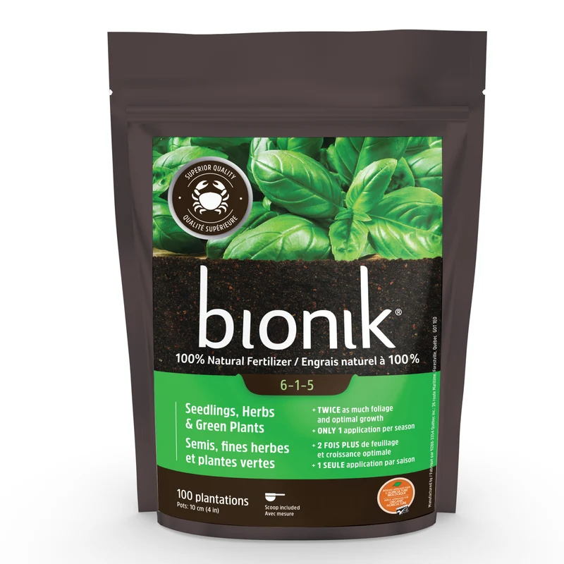 Engrais naturel à 100% pour semis, fines herbes et plantes vertes 6-1-5 Bionik
