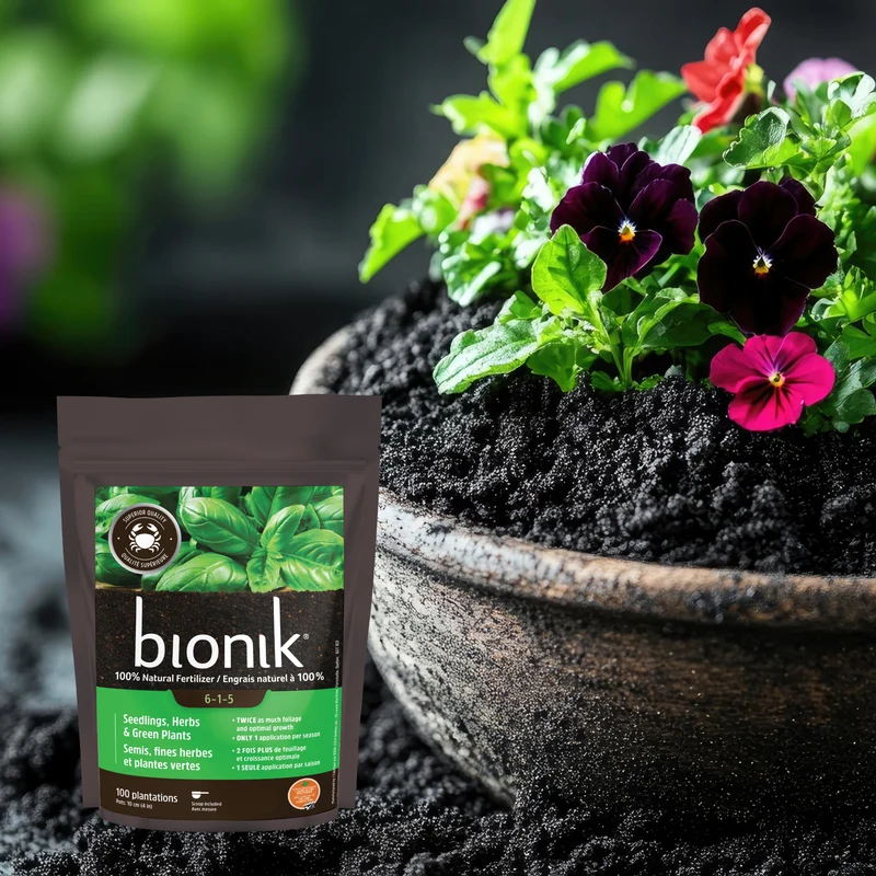 Engrais naturel à 100% pour semis, fines herbes et plantes vertes 6-1-5 Bionik