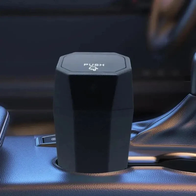 Poubelle de voiture noire à couvercle push