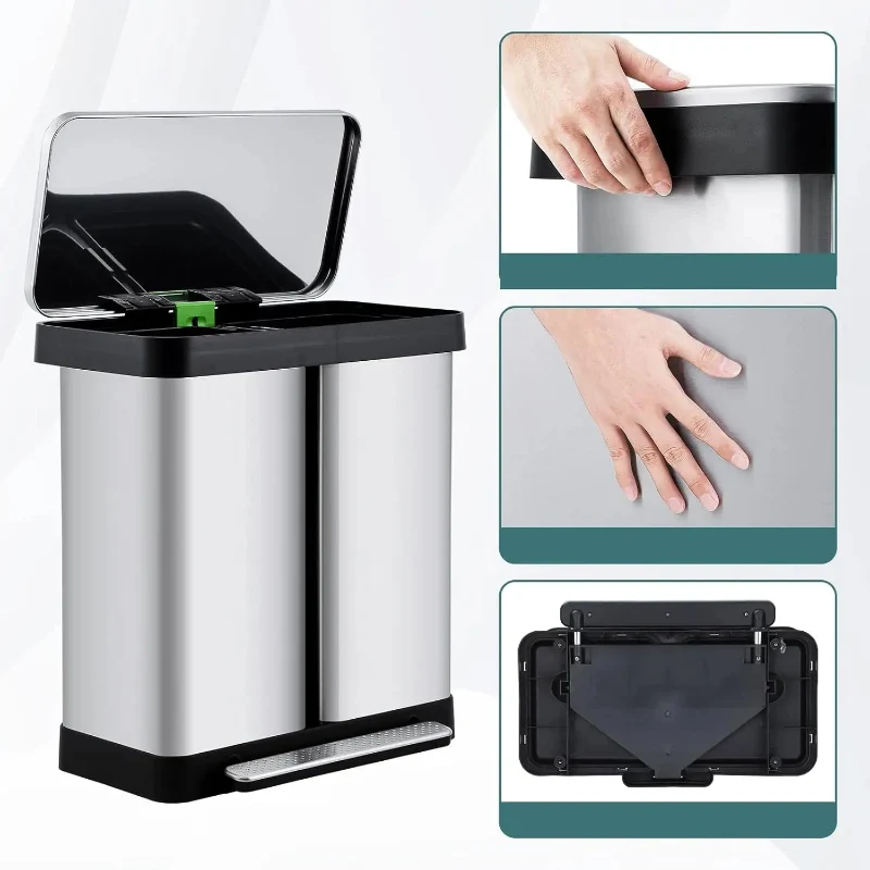 Poubelle à double compartiment 72L