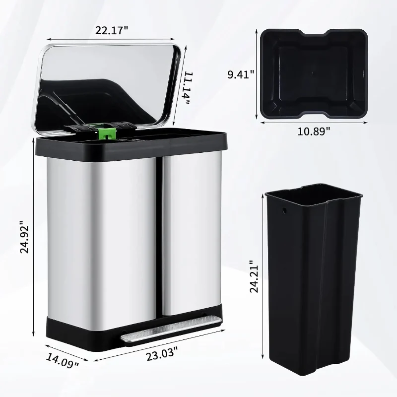 Poubelle à double compartiment 72L