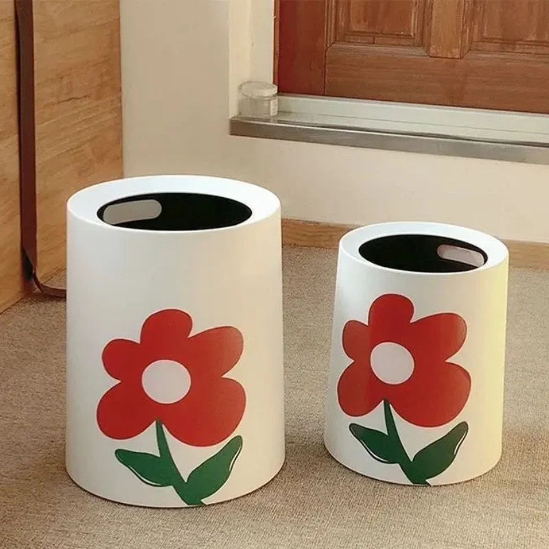 Poubelle décorative à motif fleuri