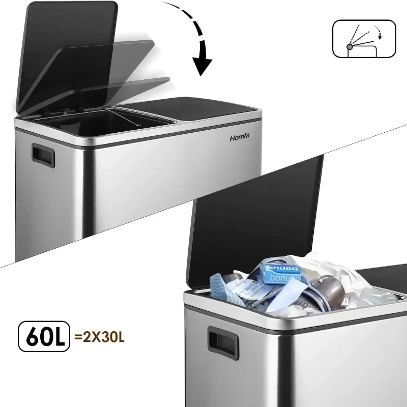 Poubelle à double compartiment 60L