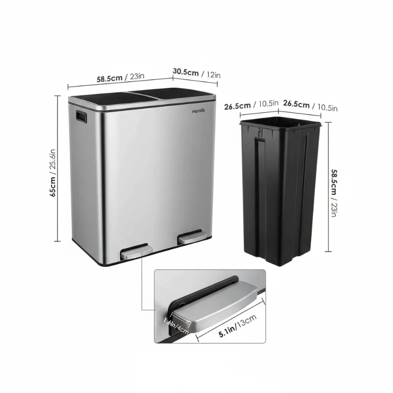 Poubelle à double compartiment 60L