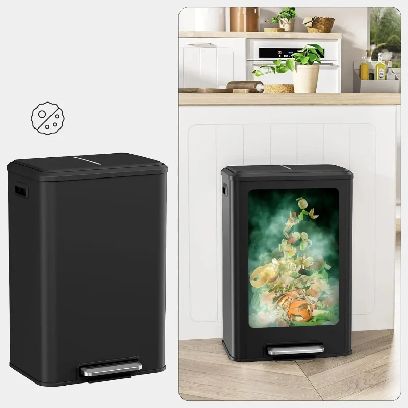 Poubelle de cuisine noire 40L